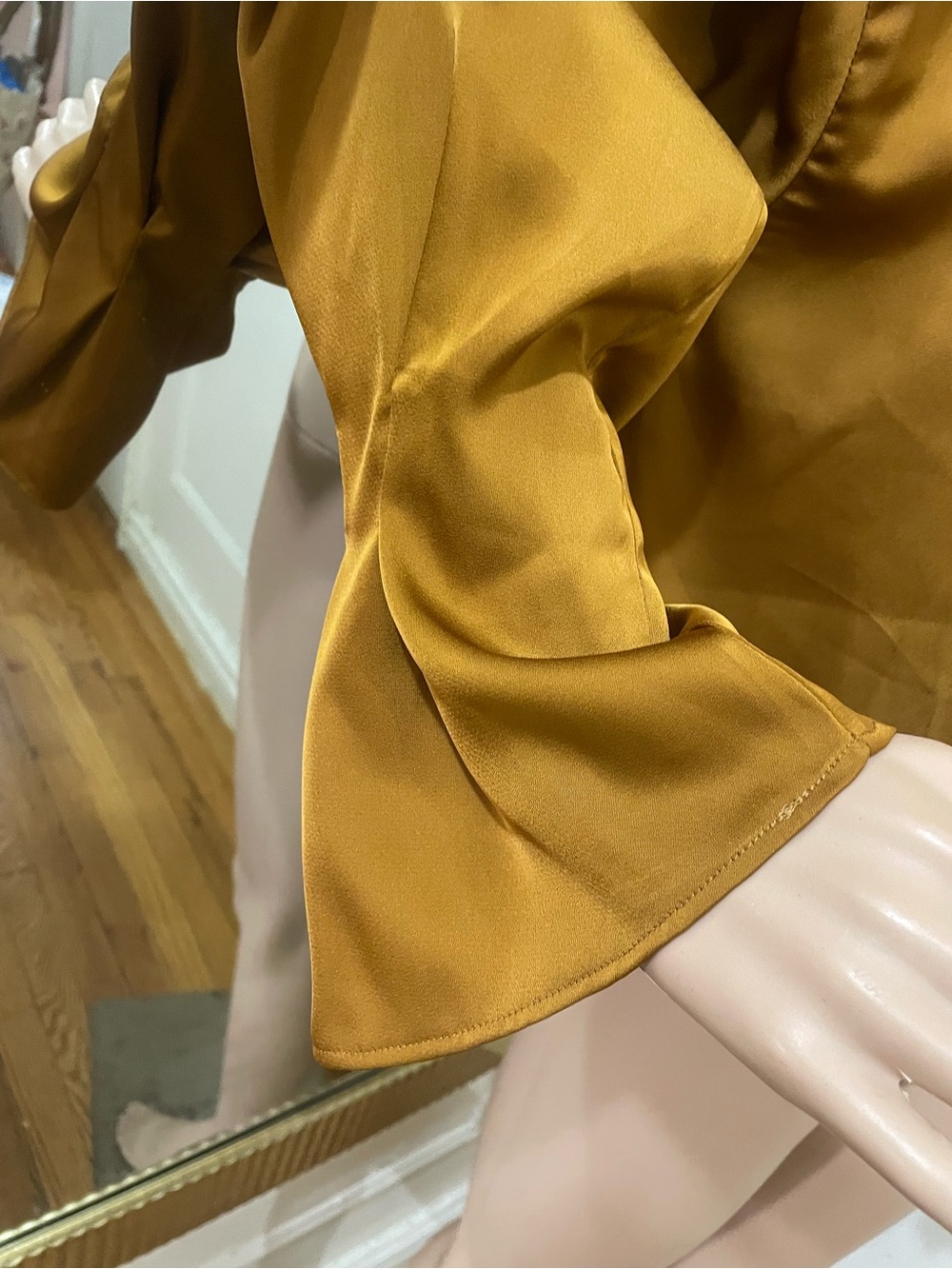 NAP Satin-Look Blouse in Mustard - Picture 8 of 16